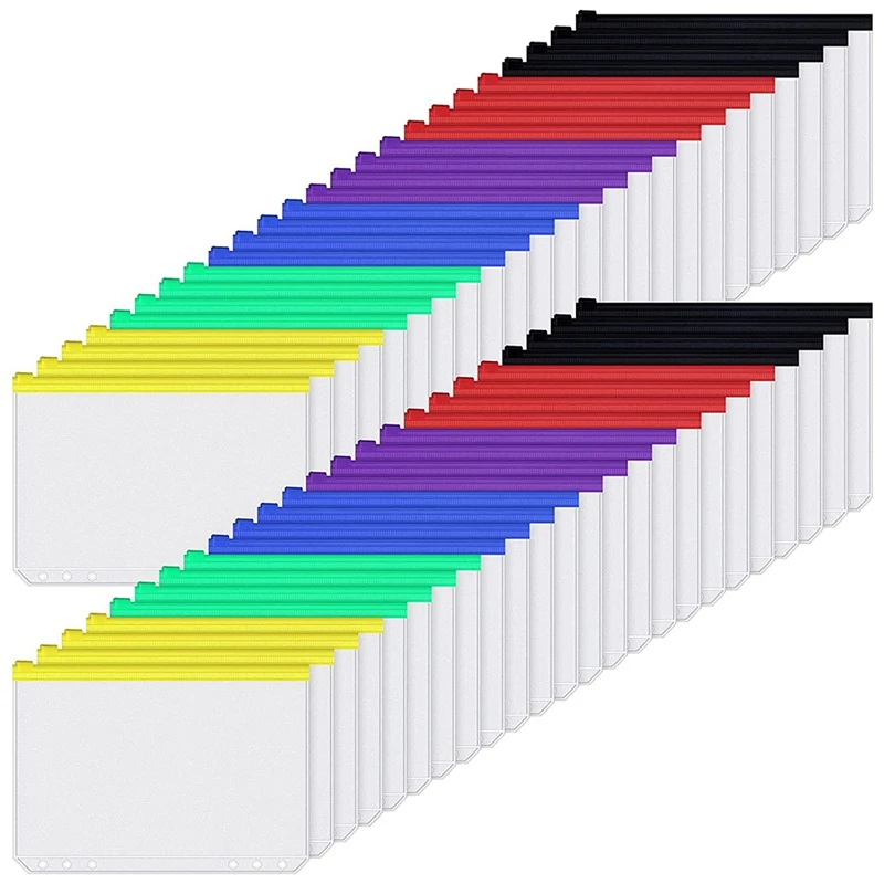 48 Pcs A5 Color Documents Bag Binder Pocket 6-Hole Zipper Binder Waterproof PVC Folder For Notebooks Documents And Cards
48 Pcs A5 Color Documents Bag Binder Pocket 6-Hole Zipper Binder Waterproof PVC Folder For Notebooks Documents And Cards