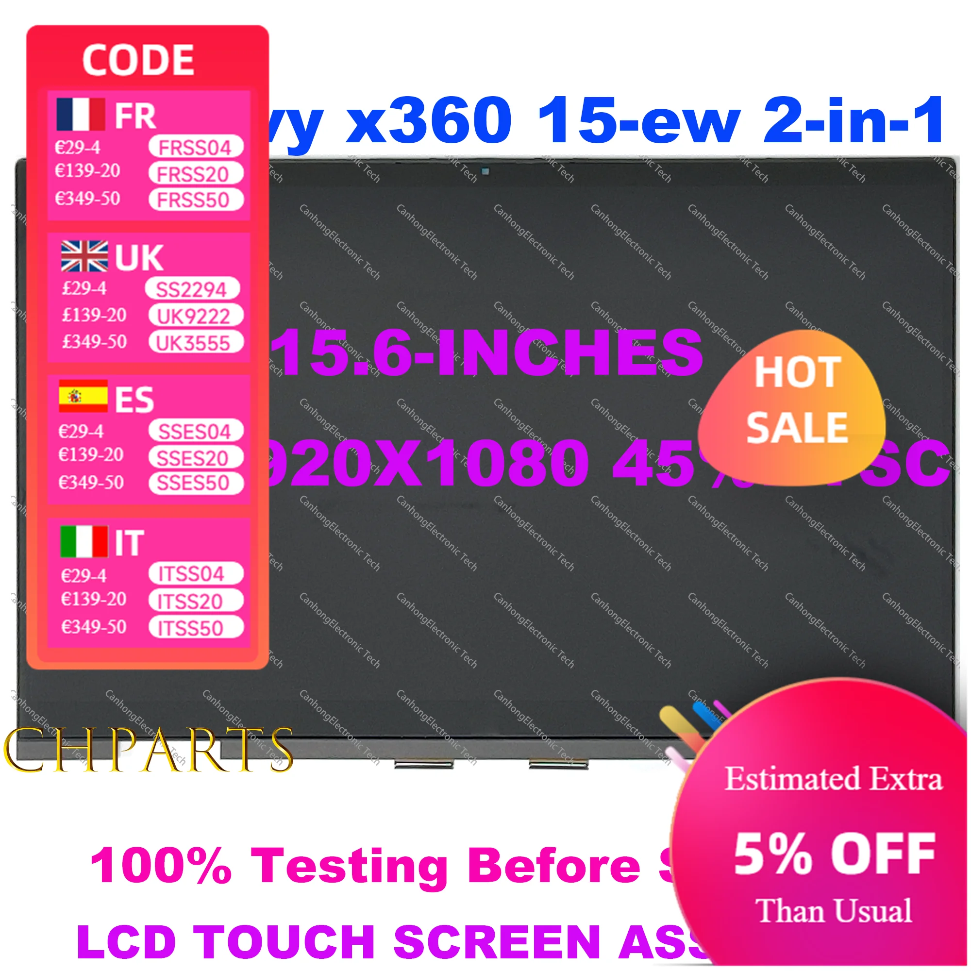 For HP Envy x360 15-ew 15-ey 2-in-1 15-ew0005TX 15-ew0001TU LCD Touch Screen Laptop Repalcement Assembly With Frame
For HP Envy x360 15-ew 15-ey 2-in-1 15-ew0005TX 15-ew0001TU LCD Touch Screen Laptop Repalcement Assembly With Frame