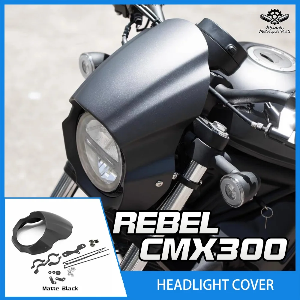 Suitable for RebelCMX300 modification with irregular headlight covers and front fairing accessories
Suitable for RebelCMX300 modification with irregular headlight covers and front fairing accessories