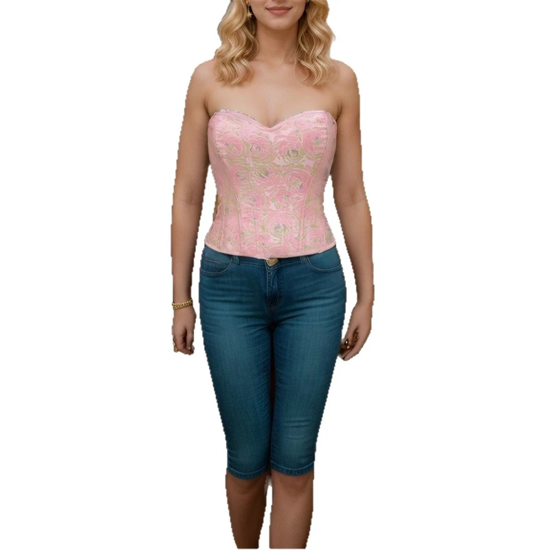Sexy Women Golden Printed Korsett Corsets Vintage Pink Bustiers Top Lace Up Body Shaper Corselet Lingerie Gothic corset mujer
Sexy Women Golden Printed Korsett Corsets Vintage Pink Bustiers Top Lace Up Body Shaper Corselet Lingerie Gothic corset mujer