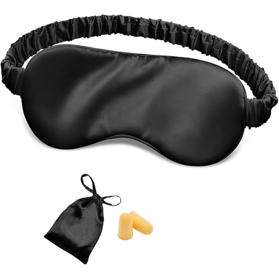 Silk Sleep Mask Eye Mask Blindfold with Double Layer Silk Filling and Elastic Strap for Full Night's Sleep, Travel and Nap, Soft Eye Cover Eyeshade with Luxury Bag and Ear Plugs (Black)
Silk Sleep Mask Eye Mask Blindfold with Double Layer Silk Filling and Elastic Strap for Full Night's Sleep, Travel and Nap, Soft Eye Cover Eyeshade with Luxury Bag and Ear Plugs (Black)