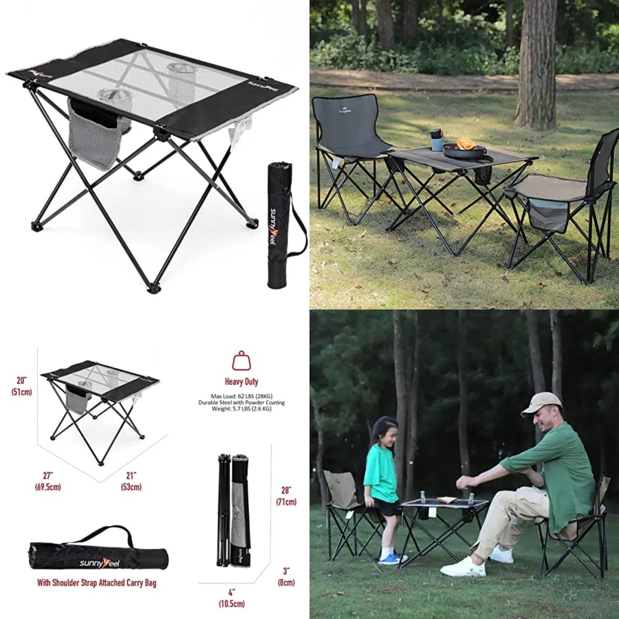 Outdoor Folding Table Lightweight Mesh Compact Camping Table, Roll Up Top 2 People Portable Camp Tables with Carry Bag for Picn
Outdoor Folding Table Lightweight Mesh Compact Camping Table, Roll Up Top 2 People Portable Camp Tables with Carry Bag for Picn