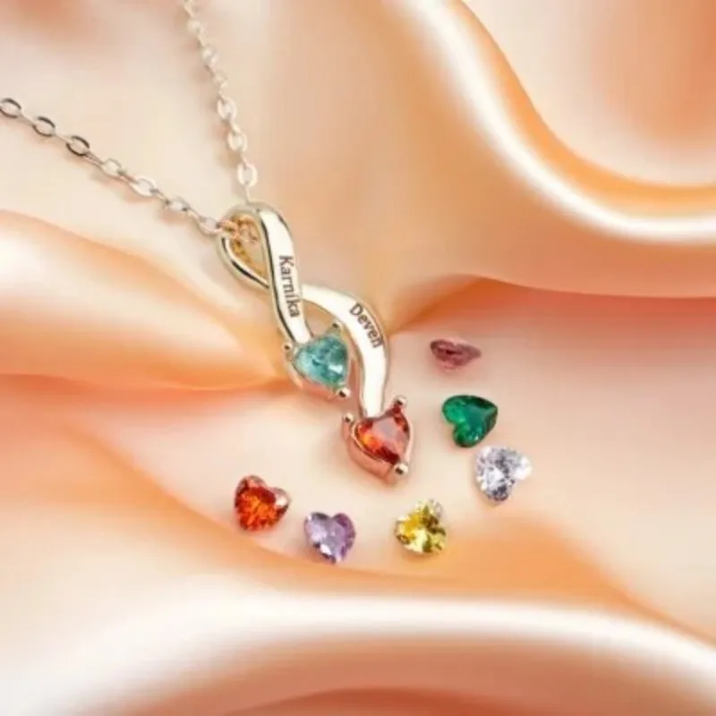 Personalized Customized Name Carving Pendant Necklace With Two Birthstones, Suitable As A Gift For Mothers, Mother's Day
Personalized Customized Name Carving Pendant Necklace With Two Birthstones, Suitable As A Gift For Mothers, Mother's Day