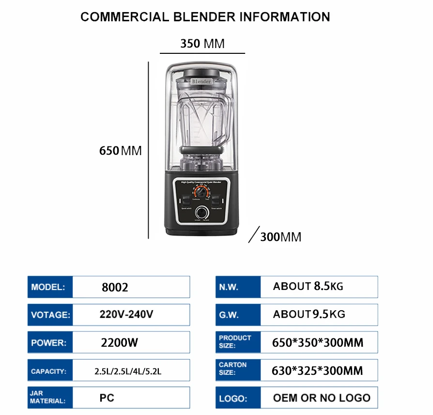 Commercial Heavy-Duty ABS Blender 4.0L 5-Speed Knob Control High Power High RPM Leak Proof Ice Crushing Smoothies Maker Mashing
Commercial Heavy-Duty ABS Blender 4.0L 5-Speed Knob Control High Power High RPM Leak Proof Ice Crushing Smoothies Maker Mashing