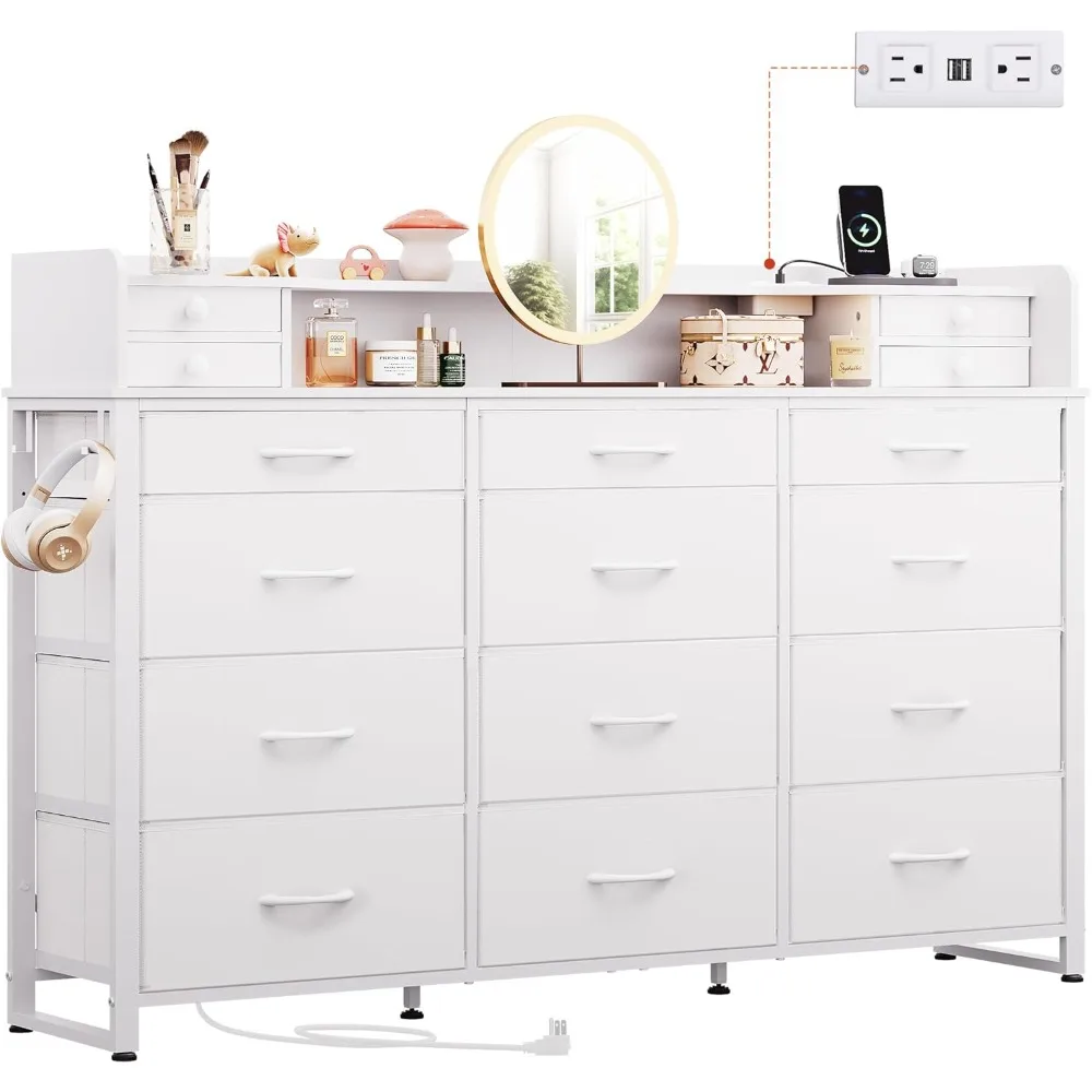 Equipped with charging, 16 fabric drawers and 3 open shelves
Equipped with charging, 16 fabric drawers and 3 open shelves