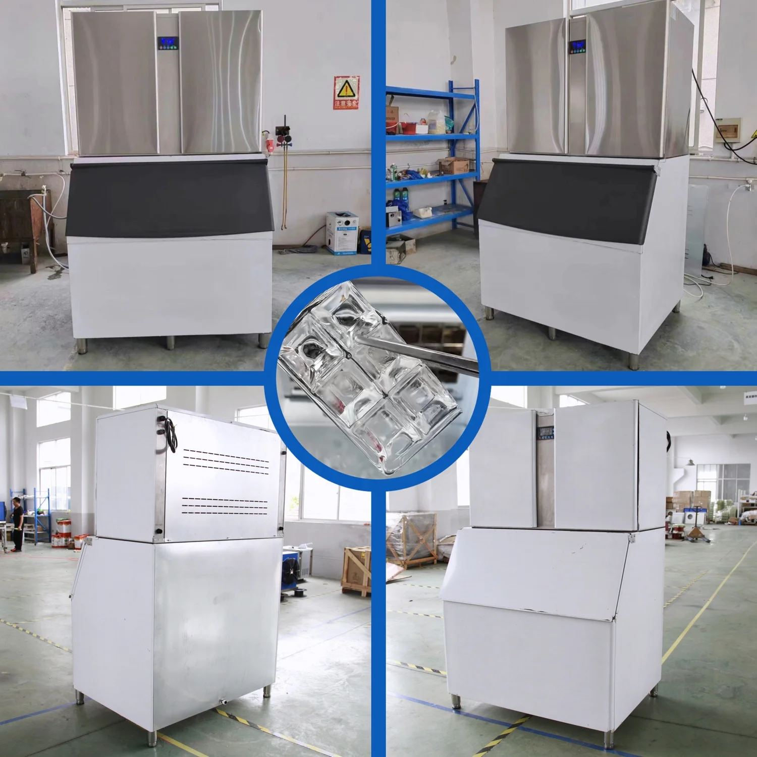 Commercial 1000kg/850kg Automatic Stainless Steel Ice Cube Maker Machine With Copeland Compressor And 400kg Storage
Commercial 1000kg/850kg Automatic Stainless Steel Ice Cube Maker Machine With Copeland Compressor And 400kg Storage