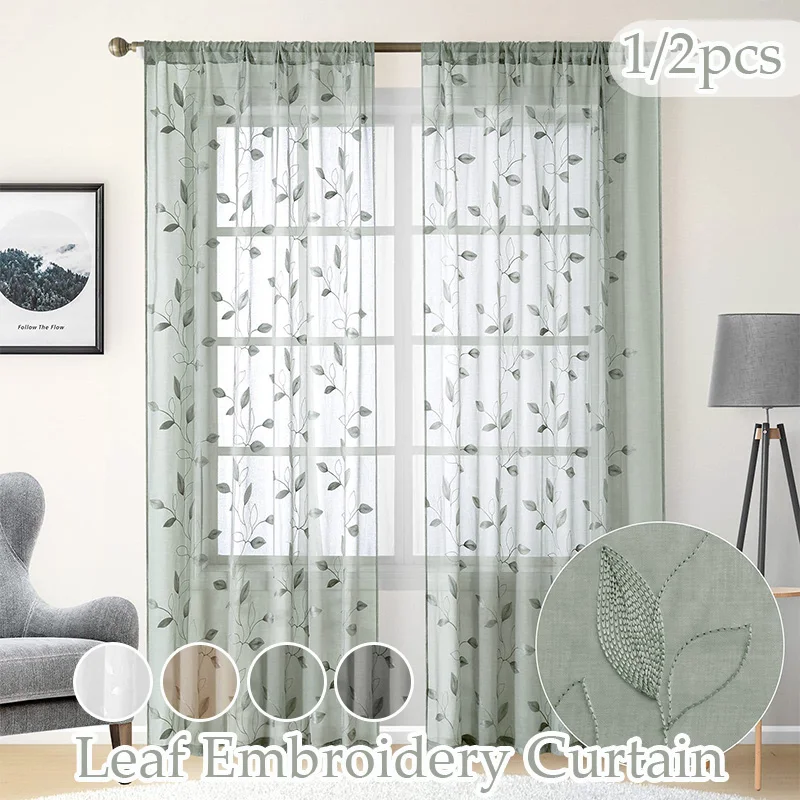 1/2PCS Modern Nature Vine Leaf Pattern Thin Curtain Light Filtering Semi Transparent Window Curtain For Bay Window Home Decor
1/2PCS Modern Nature Vine Leaf Pattern Thin Curtain Light Filtering Semi Transparent Window Curtain For Bay Window Home Decor