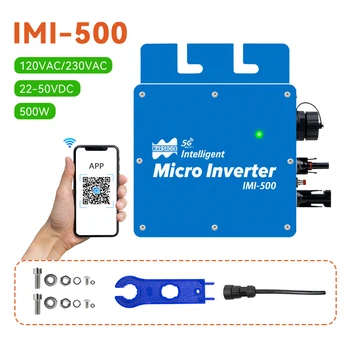 지능형 태양광 인버터, 500W 22-50VDC 입력 그리드 타이 마이크로 인버터, 120VAC 또는 230VAC 홈 그리드용 와이파이 기능