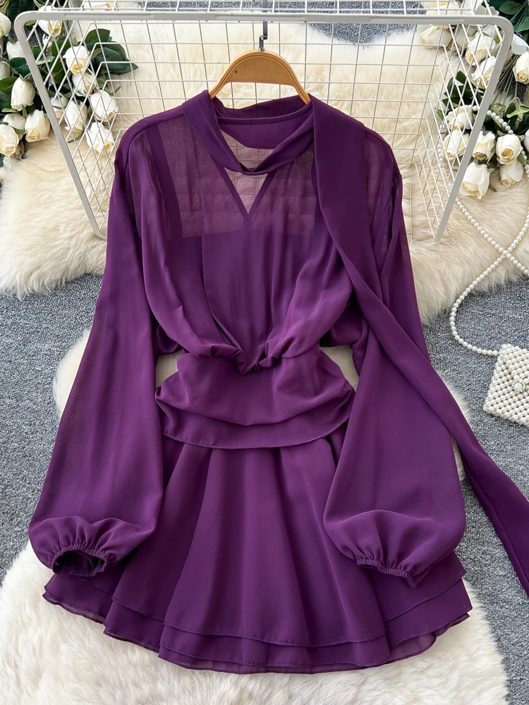 Elegant Lantern Sleeve Two-Piece Set Women's Autumn Waist-Cinching Belted Open Cardigan Ensemble Commute Style Pure Desire Trend
Elegant Lantern Sleeve Two-Piece Set Women's Autumn Waist-Cinching Belted Open Cardigan Ensemble Commute Style Pure Desire Trend
