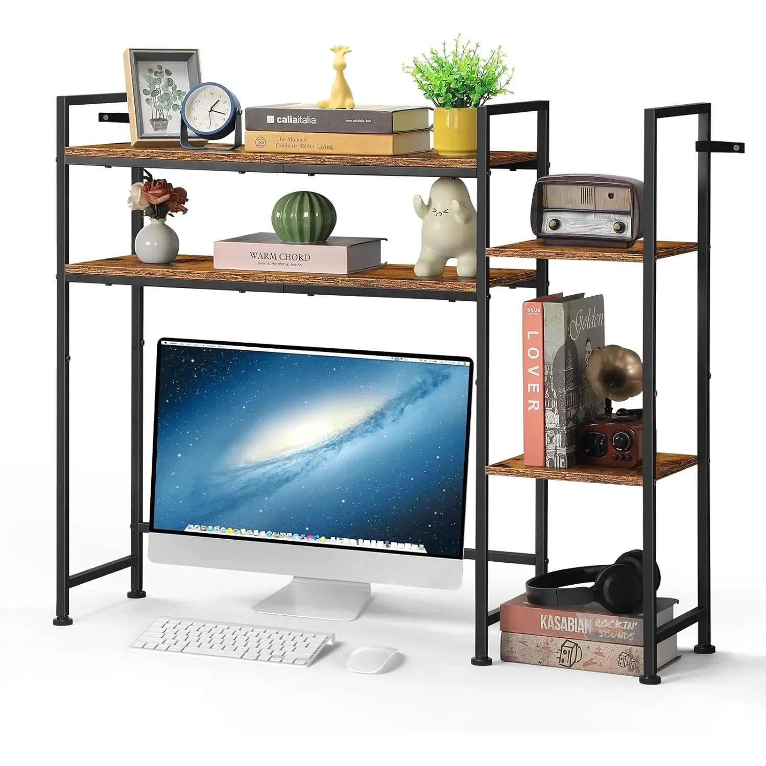 4-Tier Wood Desk Shelf with Storage | Dorm & Home Office Organizer | Rustic Brown for Compact Space
4-Tier Wood Desk Shelf with Storage | Dorm & Home Office Organizer | Rustic Brown for Compact Space