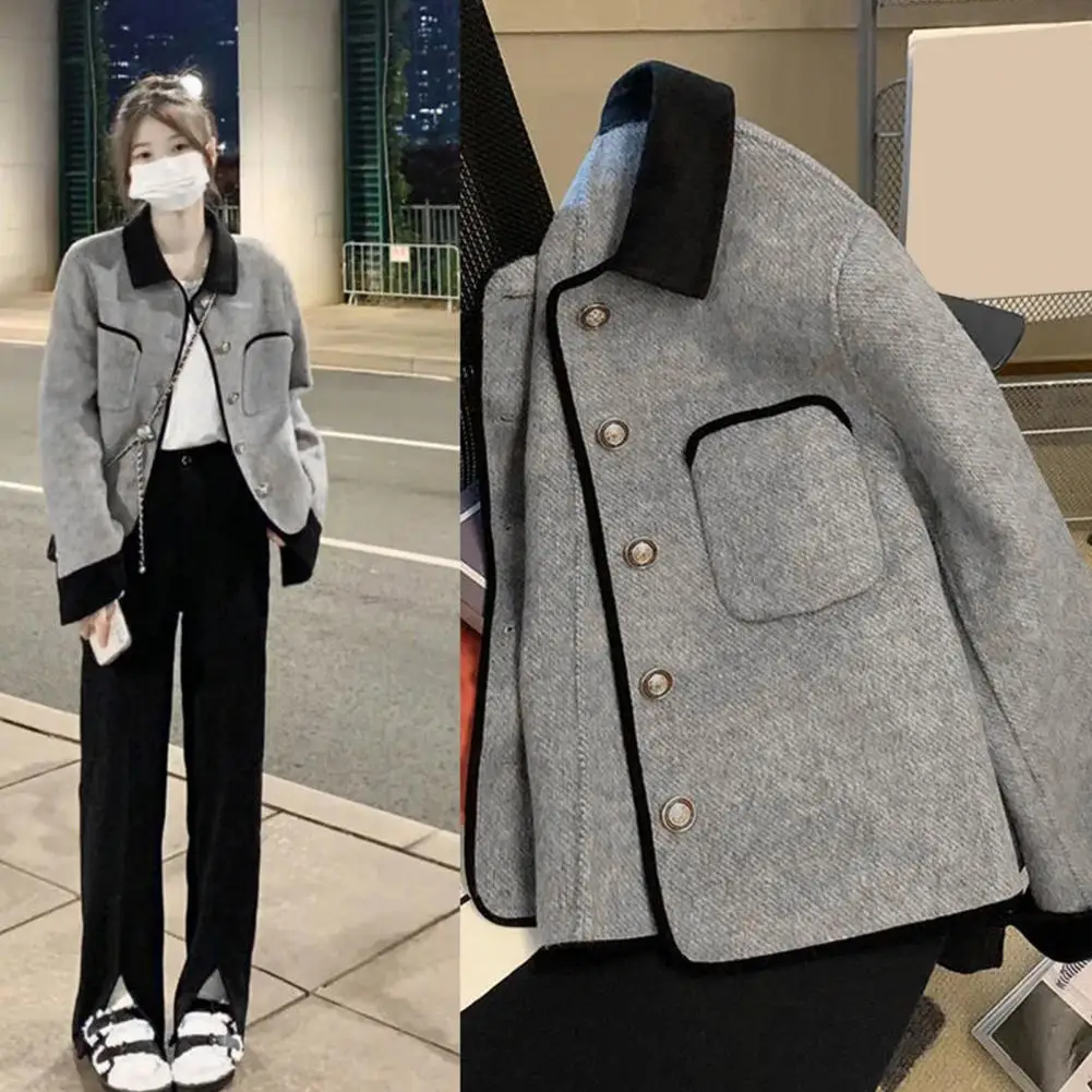 Autumn Short Jacket Women Vintage Long Sleeved Gold Button Pockets Coat Turndown Collar Solid French Woolen Coats for Women
Autumn Short Jacket Women Vintage Long Sleeved Gold Button Pockets Coat Turndown Collar Solid French Woolen Coats for Women