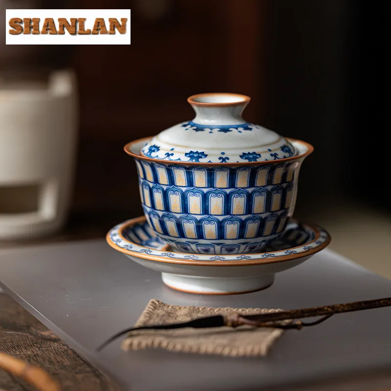 160ml Ru Kiln Ten Thousand Buddha Three-talent Gaiwan Zen Tea Tureen Tea Bowl With Lid Kit Tea Brewing Cover Bowl Tableware Gift
160ml Ru Kiln Ten Thousand Buddha Three-talent Gaiwan Zen Tea Tureen Tea Bowl With Lid Kit Tea Brewing Cover Bowl Tableware Gift