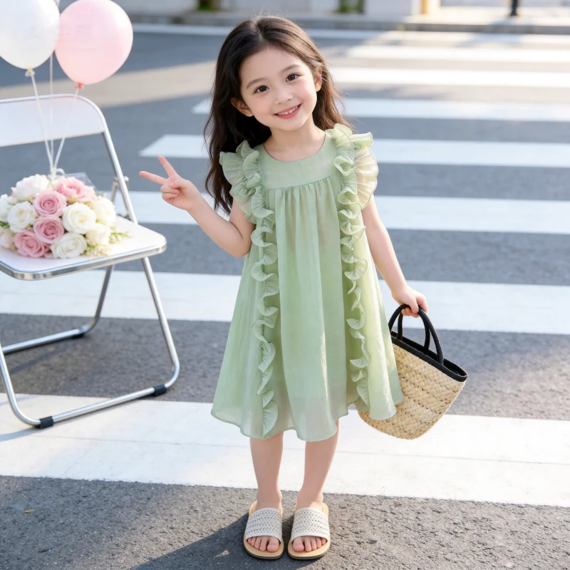 Girls' Summer Ruffled Dress Lightweight Casual Loose Sleeveless A-Line Sundress Beach Dress for Leisure Home Daily Wear
Girls' Summer Ruffled Dress Lightweight Casual Loose Sleeveless A-Line Sundress Beach Dress for Leisure Home Daily Wear