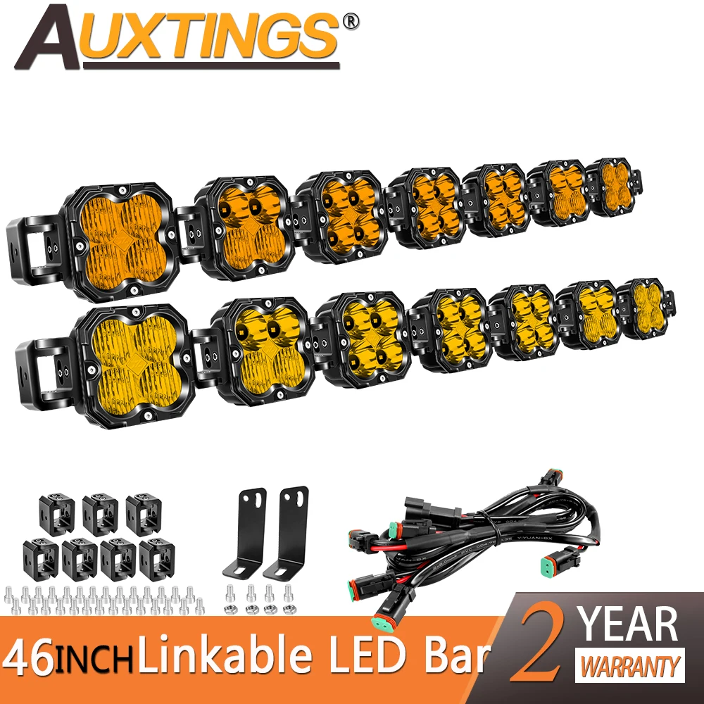 Auxtings 46" 240W Linkable LED Light Bar, 8x30W Amber/Yellow 3000K-3500K Combo Beam Waterproof Offroad for 4x4 Truck ATV UTV
Auxtings 46" 240W Linkable LED Light Bar, 8x30W Amber/Yellow 3000K-3500K Combo Beam Waterproof Offroad for 4x4 Truck ATV UTV