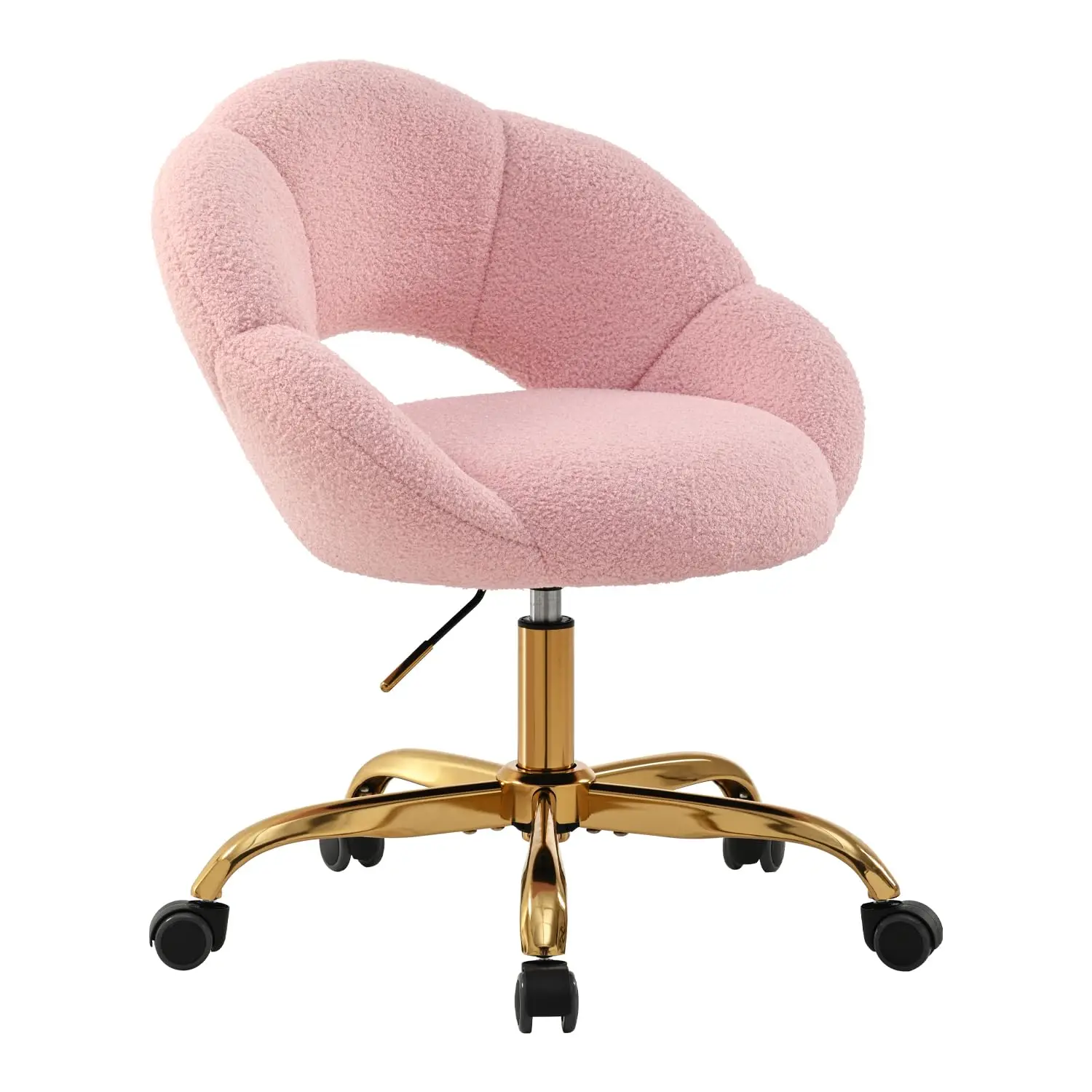 Adjustable Swivel Upholstered Petal Chair with Back Wheels, Home Office Desk Vanity Makeup Accent, Metal Gold & Pink, Customized
Adjustable Swivel Upholstered Petal Chair with Back Wheels, Home Office Desk Vanity Makeup Accent, Metal Gold & Pink, Customized