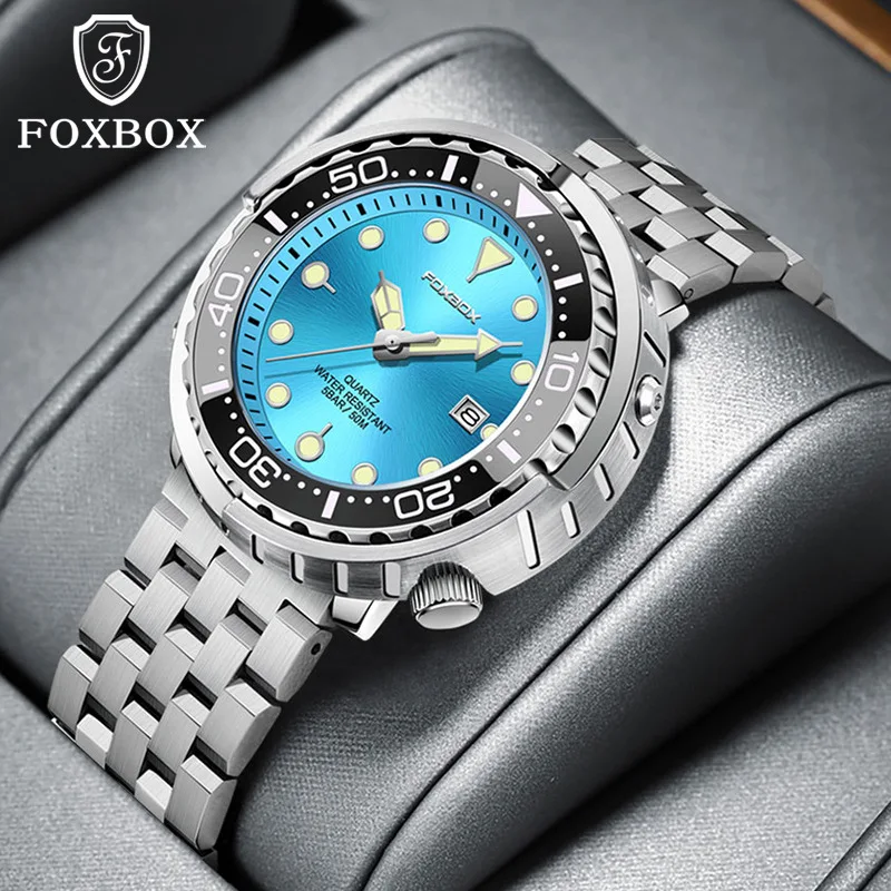 FOXBOX Men's Luminous Quartz Watch Zinc Alloy Case Stainless Steel Strap Three-Hand Calendar 30m Waterproof Business Men's Watch
FOXBOX Men's Luminous Quartz Watch Zinc Alloy Case Stainless Steel Strap Three-Hand Calendar 30m Waterproof Business Men's Watch