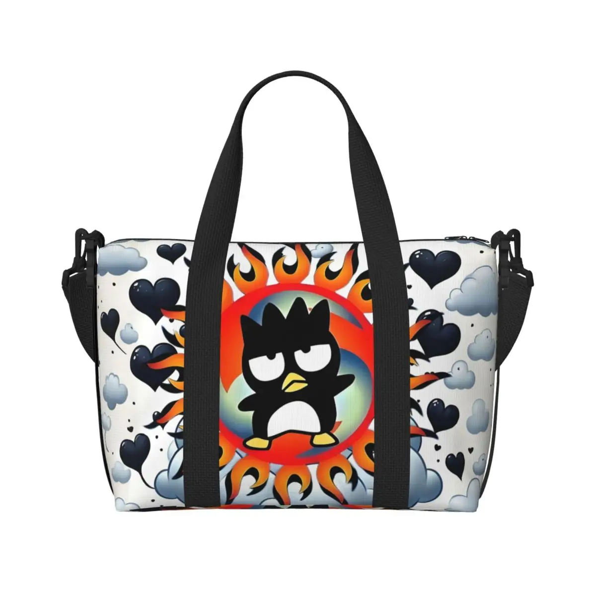 Пляжная большая сумка с рисунком Sanrio Badtz Maru в стиле аниме, женская очень большая сумка для спортзала, милые дорожные сумки с пингвином
Пляжная большая сумка с рисунком Sanrio Badtz Maru в стиле аниме, женская очень большая сумка для спортзала, милые дорожные сумки с пингвином