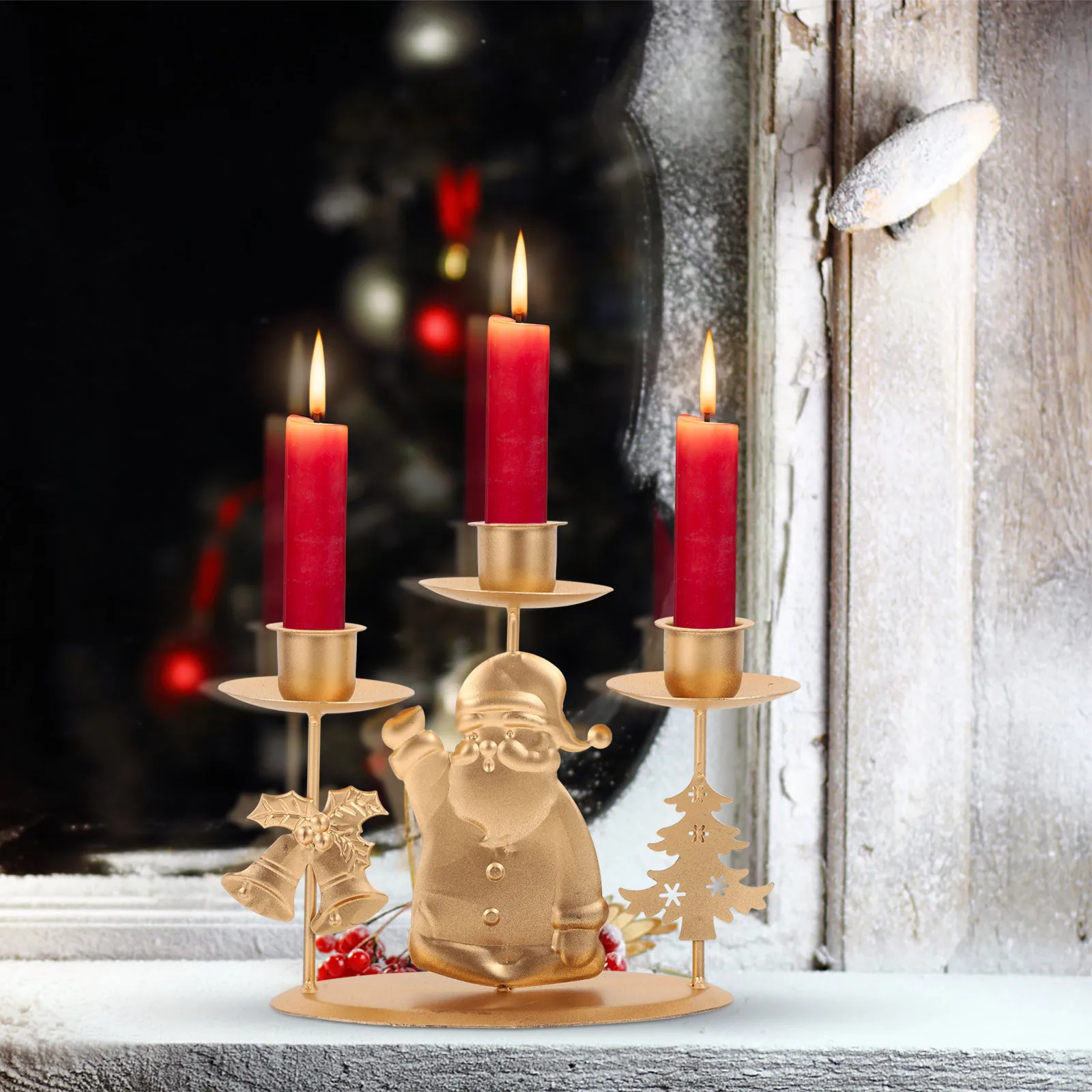 2Pcs Household Holder Set Rustic Iron Stand Festive Christmas Series Decor for Dining Table Mantel
2Pcs Household Holder Set Rustic Iron Stand Festive Christmas Series Decor for Dining Table Mantel