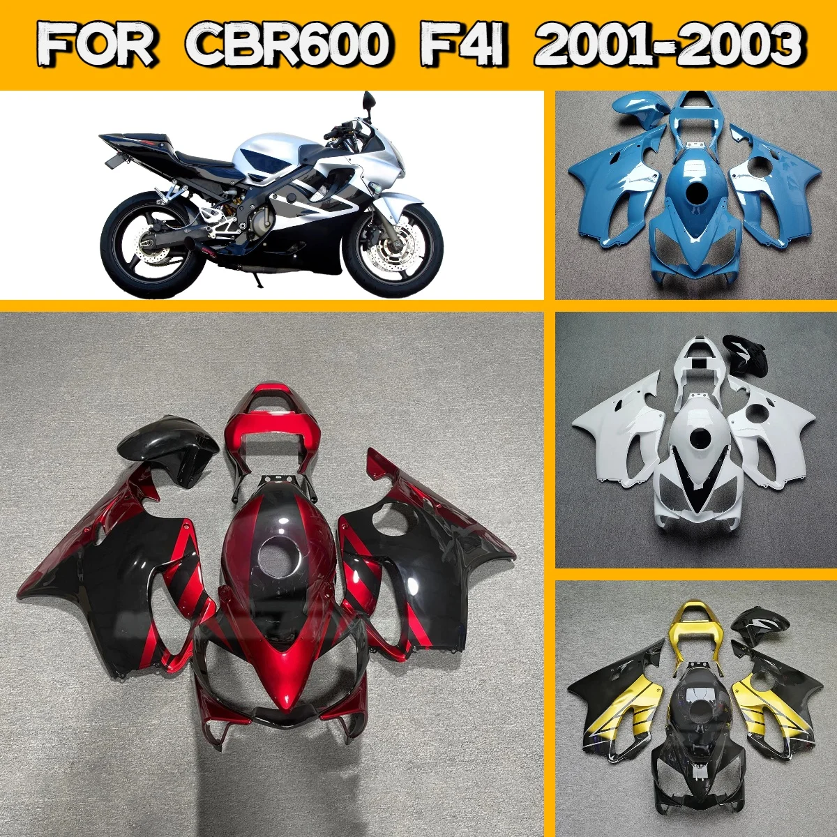 For 2001 2002 2003 Honda CBR 600 F4i Plastic Injection Molded Fairings Unique Style Custom 01 02 03 CBR600 F4i Fairing Set
For 2001 2002 2003 Honda CBR 600 F4i Plastic Injection Molded Fairings Unique Style Custom 01 02 03 CBR600 F4i Fairing Set
