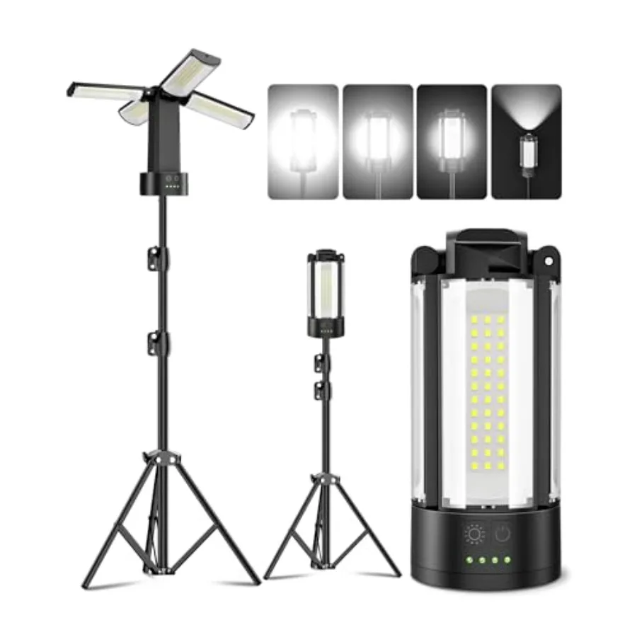 Rechargeable Camping Lights with Stand, 6000K Portable Work Light, 4 LED Lamp Heads Magnetic Flashlight with Detachable Tripod
Rechargeable Camping Lights with Stand, 6000K Portable Work Light, 4 LED Lamp Heads Magnetic Flashlight with Detachable Tripod