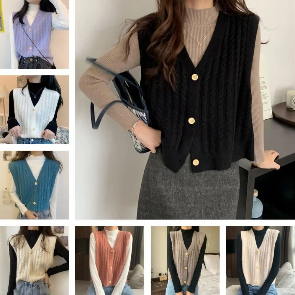 All Match Sleeveless Knitted Vest V-neck Pullover Elegant Slim Waistcoat Korean Style Streetwear Versatile Knitwear Women
All Match Sleeveless Knitted Vest V-neck Pullover Elegant Slim Waistcoat Korean Style Streetwear Versatile Knitwear Women