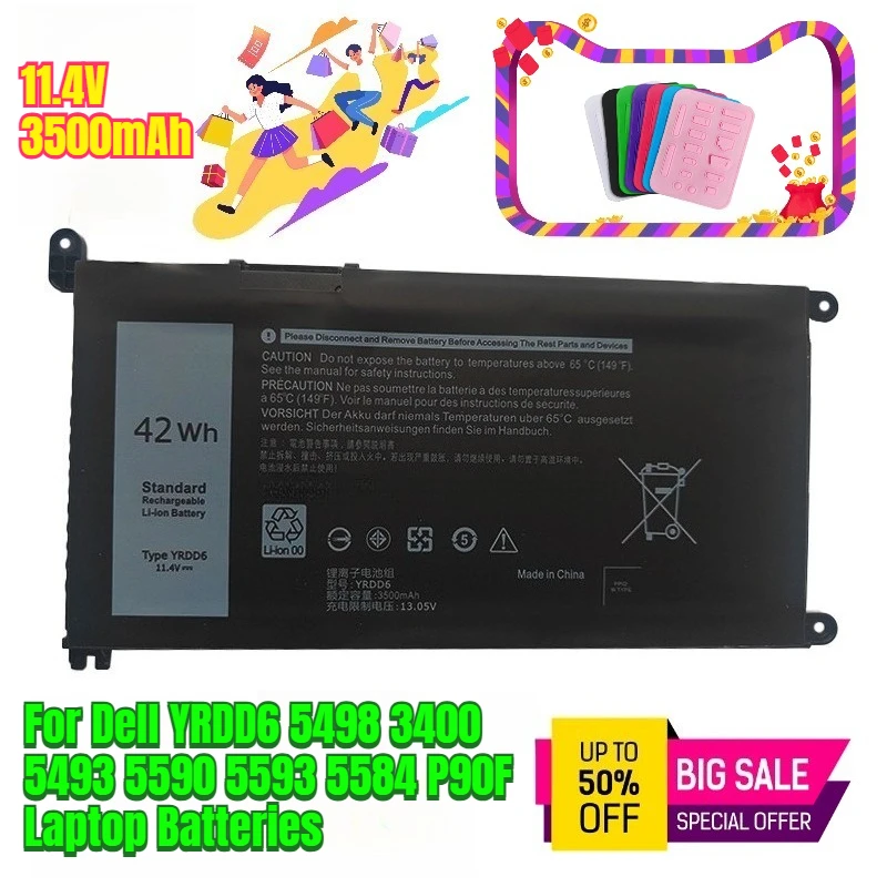 11.4V 3500mAh for Dell YRDD6 5498 3400 5493 5590 5593 5584 P90F Laptop Batteries
11.4V 3500mAh for Dell YRDD6 5498 3400 5493 5590 5593 5584 P90F Laptop Batteries