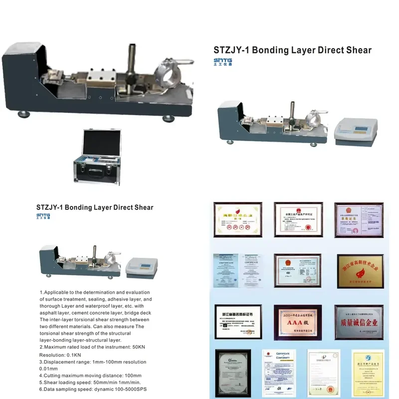 STZJY-1 Bonding Layer Direct Shear Determination and Evaluation of Surface Treatment Sealing Adhesive Layer and Thorough
STZJY-1 Bonding Layer Direct Shear Determination and Evaluation of Surface Treatment Sealing Adhesive Layer and Thorough