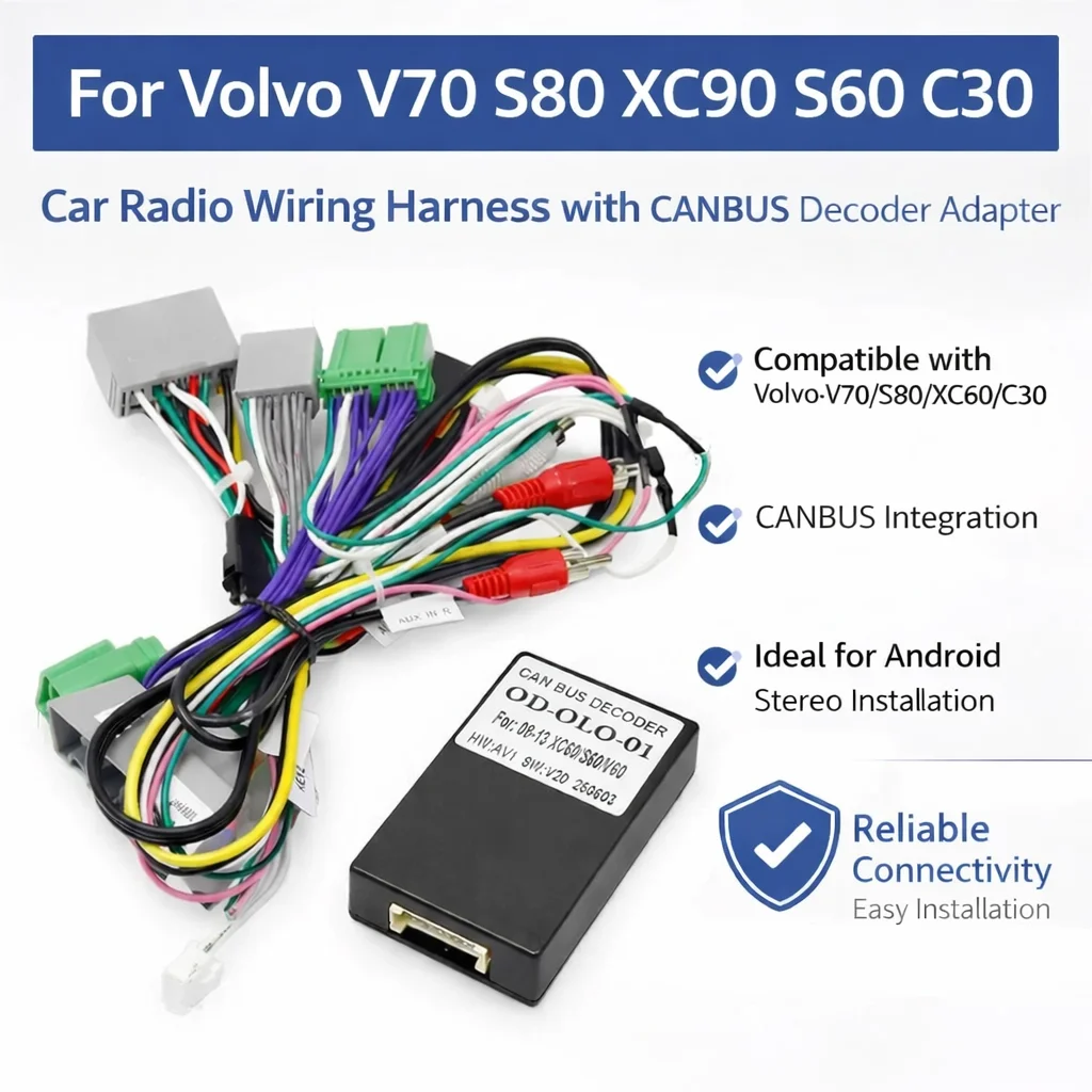 Жгут проводов автомобильного радио с адаптером декодера CANBUS для Volvo V70 S80 XC90 S60 C30, 9-контактные разъемы, стереосистема Android
Жгут проводов автомобильного радио с адаптером декодера CANBUS для Volvo V70 S80 XC90 S60 C30, 9-контактные разъемы, стереосистема Android