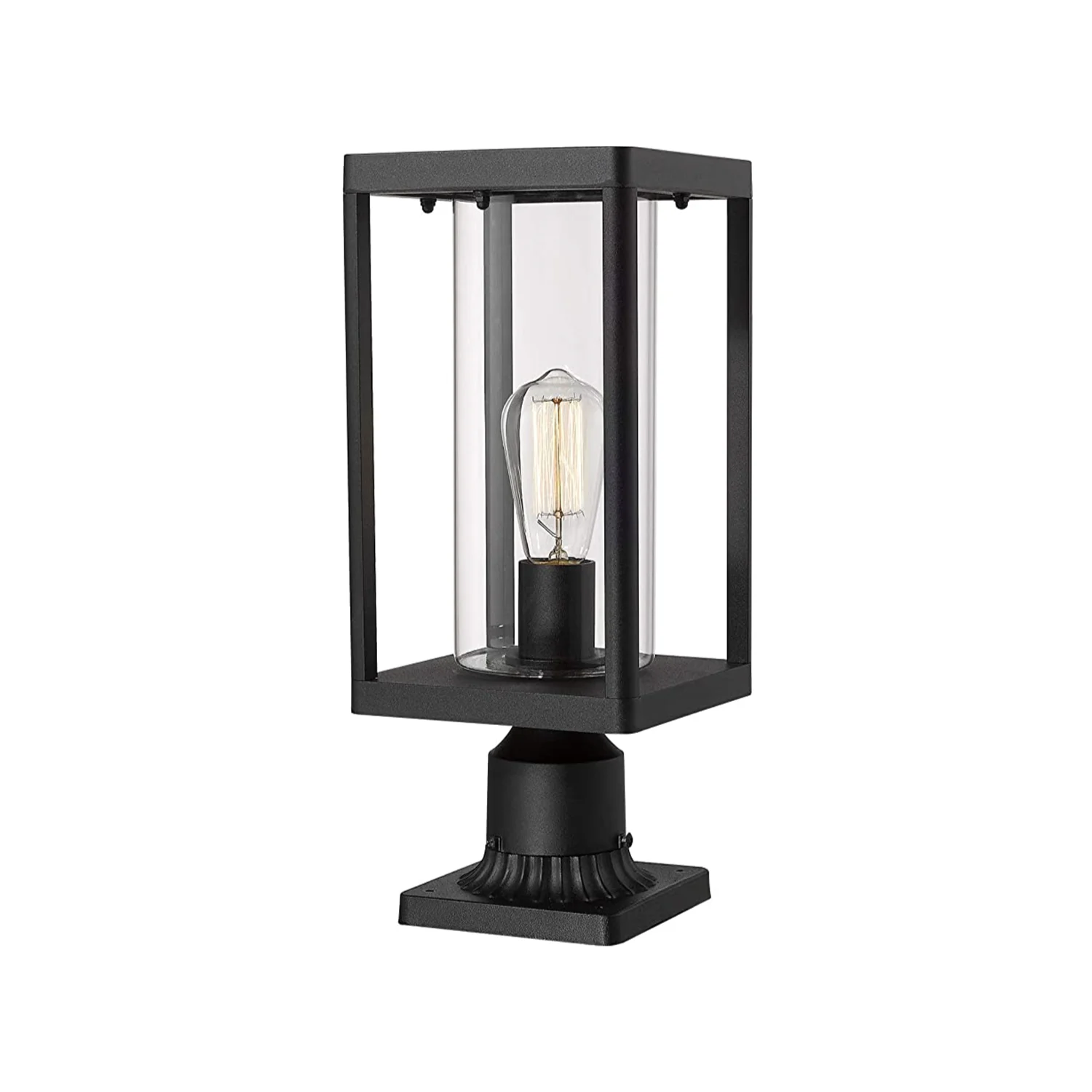 Modern Exterior Pillar Lamp with 3-Inch Pier Mount Base, Sand Textured Black Cast Aluminum Outdoor Post Lantern
Modern Exterior Pillar Lamp with 3-Inch Pier Mount Base, Sand Textured Black Cast Aluminum Outdoor Post Lantern
