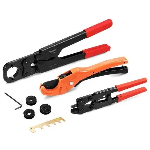 PEX Pipe Crimping Tool Set with for 3 Jaw Dies, Tube Cutter & Go/No-Go Gauge – Press Crimper for 3 /8, 1/2, for 3 /4 Rings,
PEX Pipe Crimping Tool Set with for 3 Jaw Dies, Tube Cutter & Go/No-Go Gauge – Press Crimper for 3 /8, 1/2, for 3 /4 Rings,