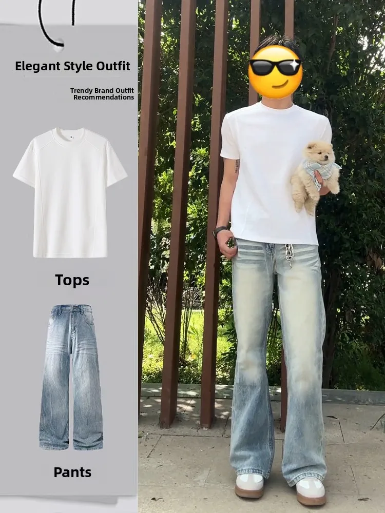 Men's Summer Fashion Set High Waist Bell Bottom Jeans Short Sleeve T-Shirt Knife Pattern Casual Wear Couple Outfit
Men's Summer Fashion Set High Waist Bell Bottom Jeans Short Sleeve T-Shirt Knife Pattern Casual Wear Couple Outfit