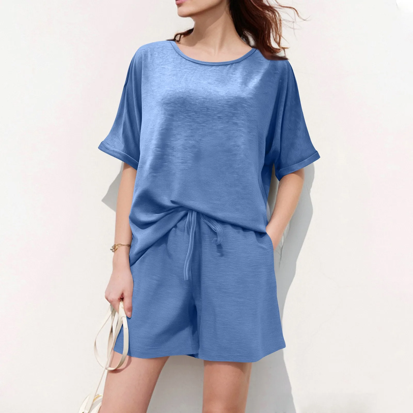 2 Piece Suit Women T-shirt Shorts Set Solid Color Loose T Shirt And Wide Leg Shorts With Pockets Female Casual Soft Summer Sets
2 Piece Suit Women T-shirt Shorts Set Solid Color Loose T Shirt And Wide Leg Shorts With Pockets Female Casual Soft Summer Sets