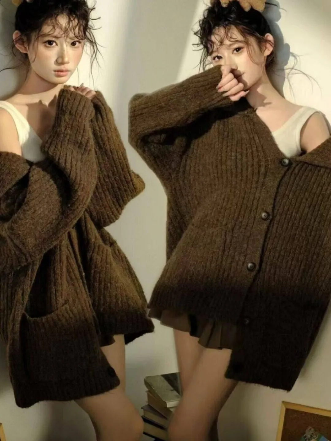 Новая женская вязаная кофта-кардиган в стиле Lazy Style 2025 года, осенне-зимняя, свободного кроя, средней длины, вязаная верхняя одежда, модная женская одежда в стиле Studio Theme
Новая женская вязаная кофта-кардиган в стиле Lazy Style 2025 года, осенне-зимняя, свободного кроя, средней длины, вязаная верхняя одежда, модная женская одежда в стиле Studio Theme