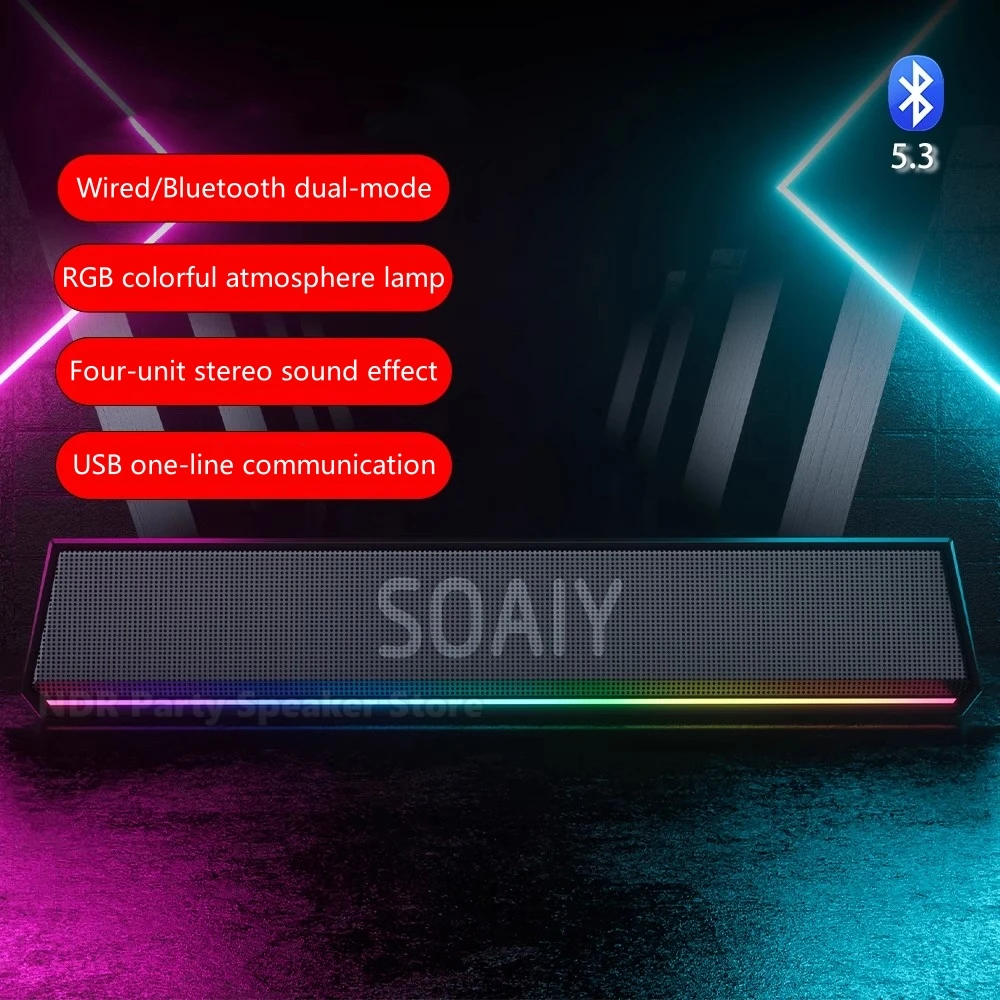 New Soaiy SH02 Speakers Portable Bluetooth 5.3 Loudspeaker HiFi Stereo USB Wired Connection For Laptop Computer Music Player
New Soaiy SH02 Speakers Portable Bluetooth 5.3 Loudspeaker HiFi Stereo USB Wired Connection For Laptop Computer Music Player