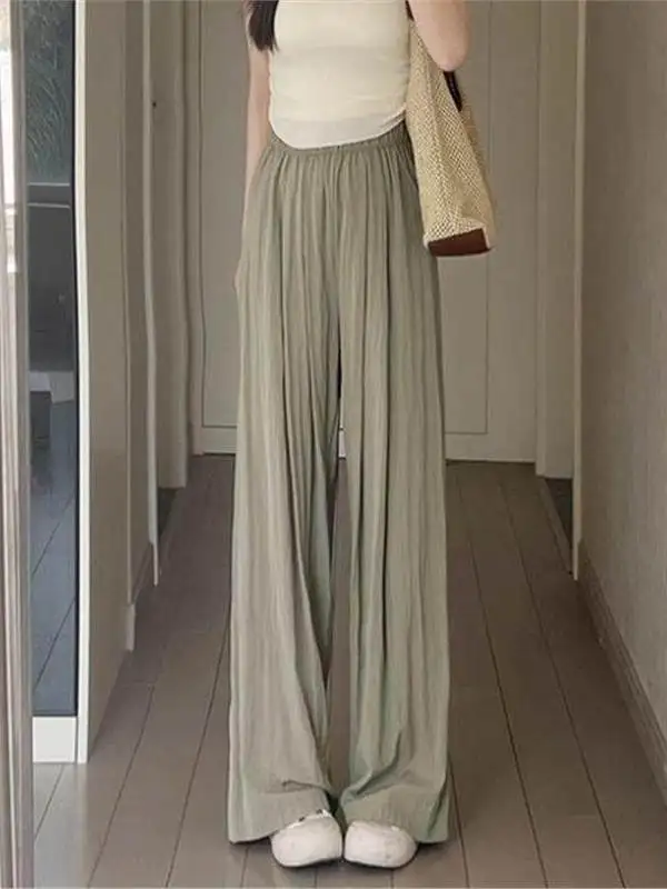 Ice Silk Loose Wide Leg Pants High Waist Bf Lazy Style Summer plus Size Women's Casual Straight Leg Trousers Comfortable
Ice Silk Loose Wide Leg Pants High Waist Bf Lazy Style Summer plus Size Women's Casual Straight Leg Trousers Comfortable