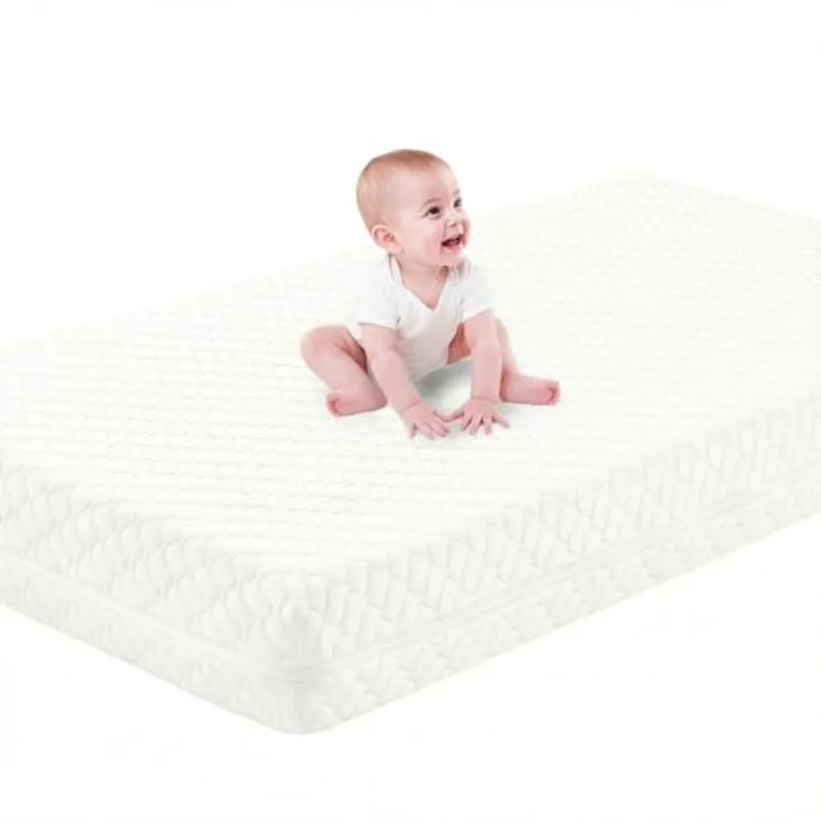 Crib Mattress for babies and toddlers, memory foam with breathable dual-sided design, white, removable washable 100 knitted fab
Crib Mattress for babies and toddlers, memory foam with breathable dual-sided design, white, removable washable 100 knitted fab