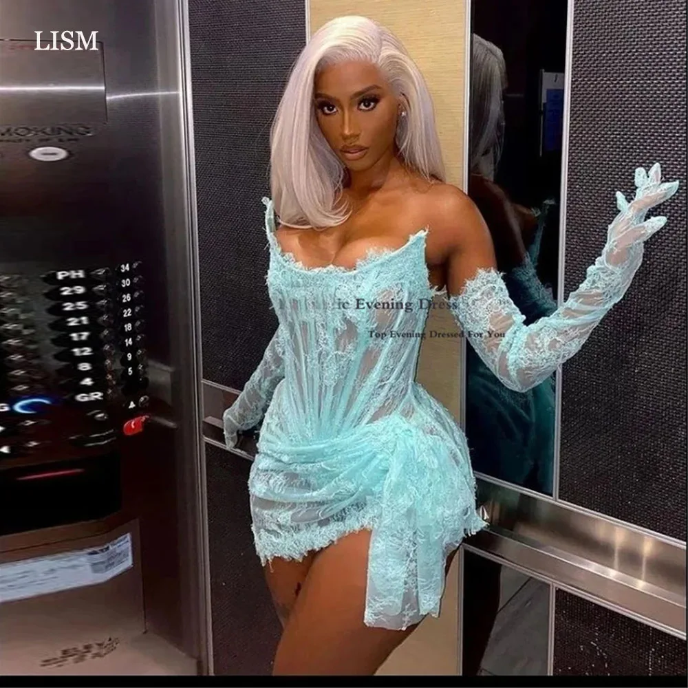 LISM Sexy Strapless Lace Mini Short Prom Party Dresses African Boning Summer Beach Cocktail Special Occasion Gowns With Gloves
LISM Sexy Strapless Lace Mini Short Prom Party Dresses African Boning Summer Beach Cocktail Special Occasion Gowns With Gloves
