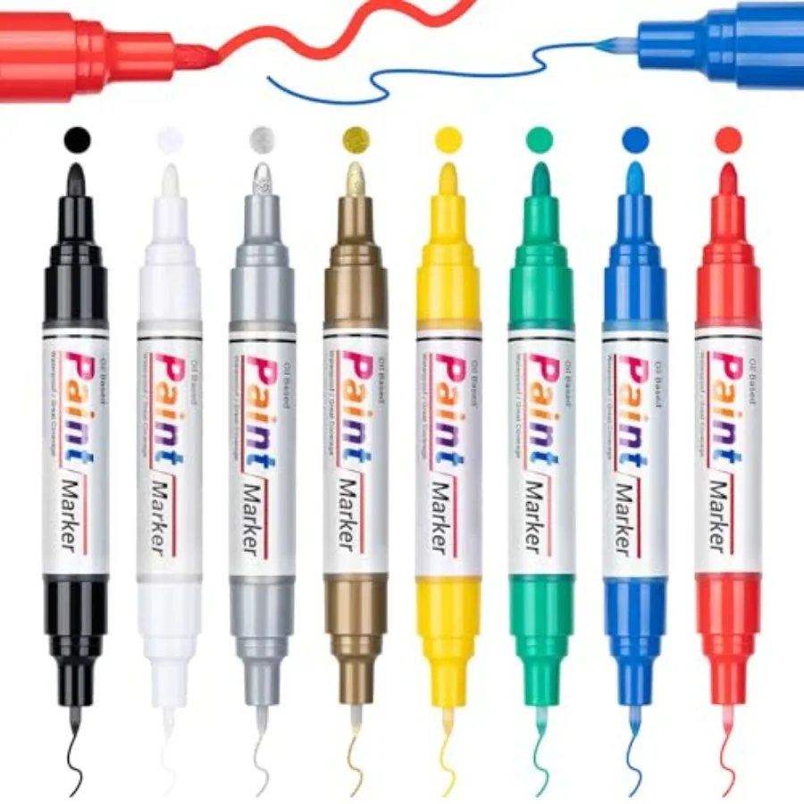 Oil Based Paint Markers, 8 Colors Dual Tip Paint Pens Paint Markers 0.7mm and 3mm,Waterproof Paint Pen for Rock Painting, Metal
Oil Based Paint Markers, 8 Colors Dual Tip Paint Pens Paint Markers 0.7mm and 3mm,Waterproof Paint Pen for Rock Painting, Metal