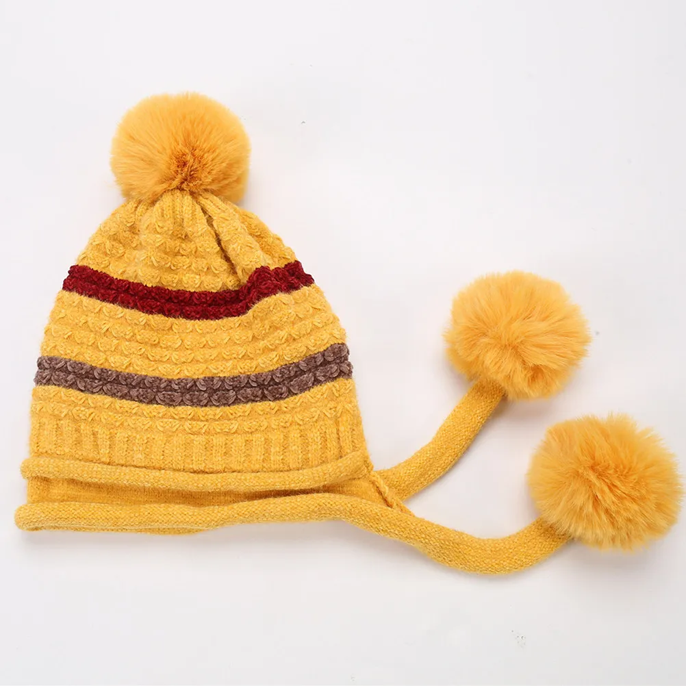 Women Wool Knitted Yellow Hat Warm Ski Hat Three Hair Ball Design Winter Headgear for Hiking Snowboarding Skiing
Women Wool Knitted Yellow Hat Warm Ski Hat Three Hair Ball Design Winter Headgear for Hiking Snowboarding Skiing