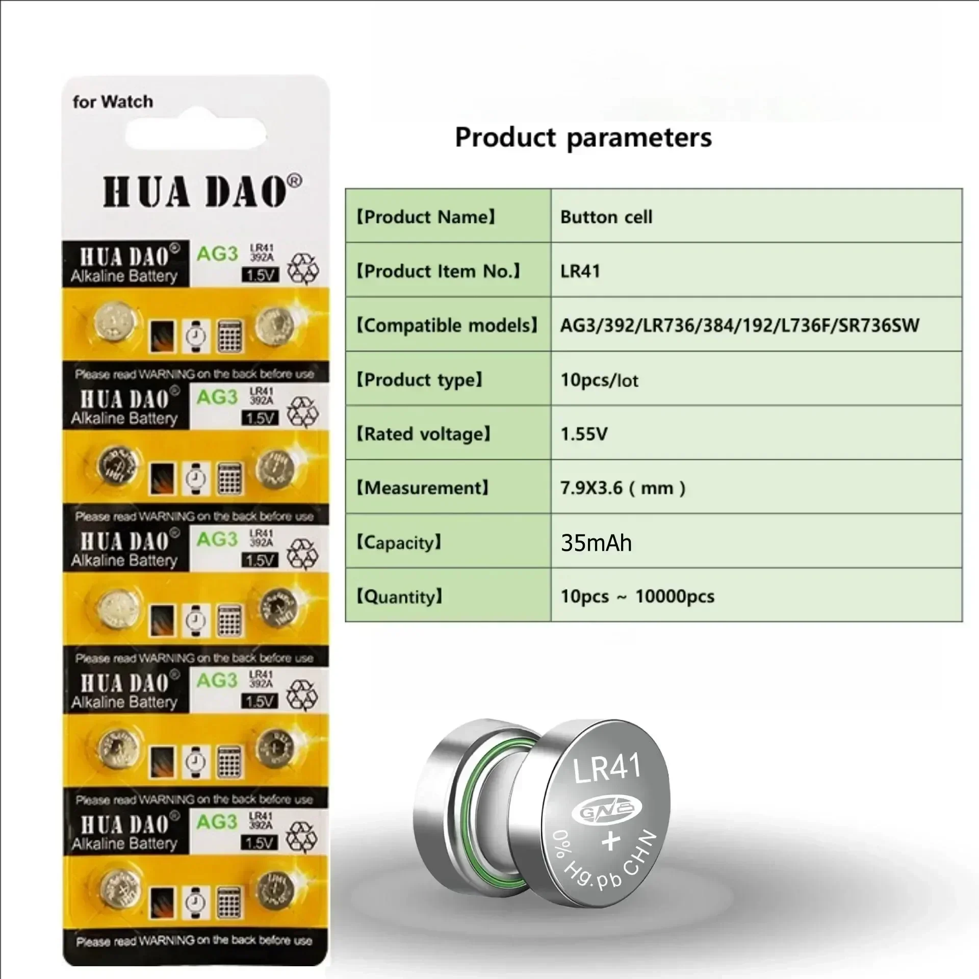 10-160PCS AG3 LR41 392 Button Batteries SR41 192 Cell Coin 1.55V Alkaline Battery L736 384 SR41SW CX41 For Watch Toys Clock
10-160PCS AG3 LR41 392 Button Batteries SR41 192 Cell Coin 1.55V Alkaline Battery L736 384 SR41SW CX41 For Watch Toys Clock