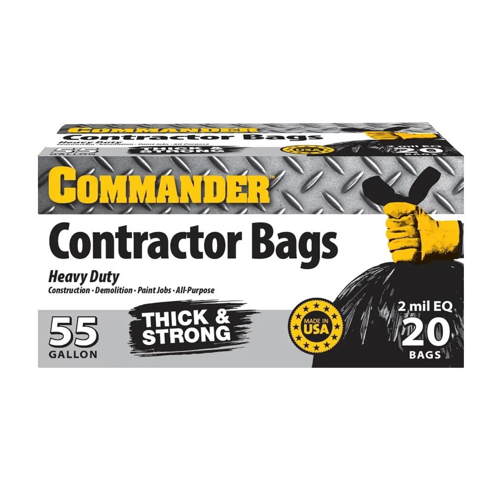 Heavy Duty 55 Gallon 2 MIL Contractor Trash Bags with Flap Ties 36x56 Pack of 20
Heavy Duty 55 Gallon 2 MIL Contractor Trash Bags with Flap Ties 36x56 Pack of 20