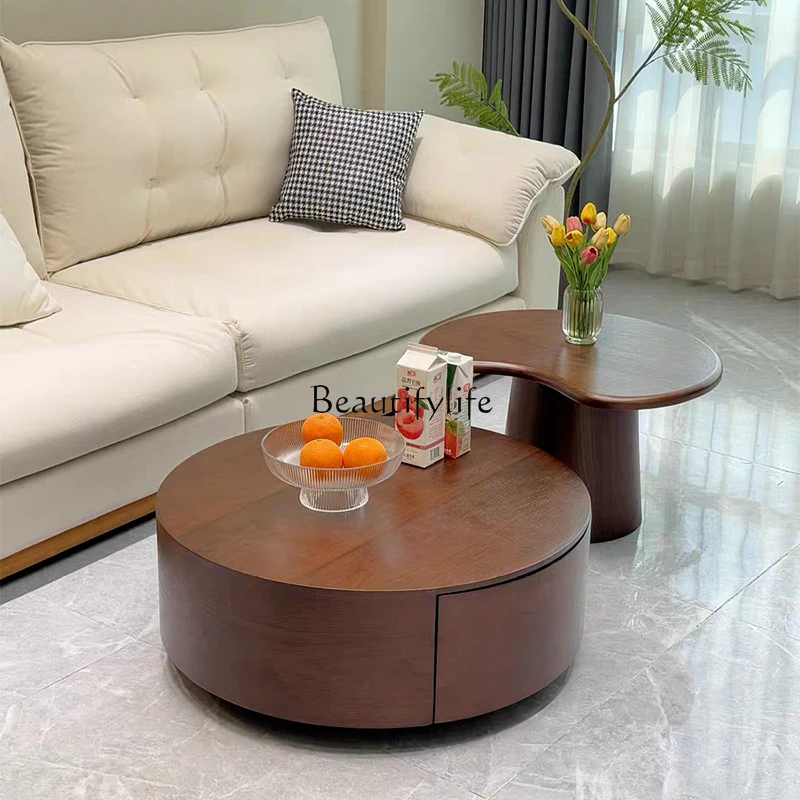 Walnut coffee table round living room household small apartment high-end modern simplicity
Walnut coffee table round living room household small apartment high-end modern simplicity
