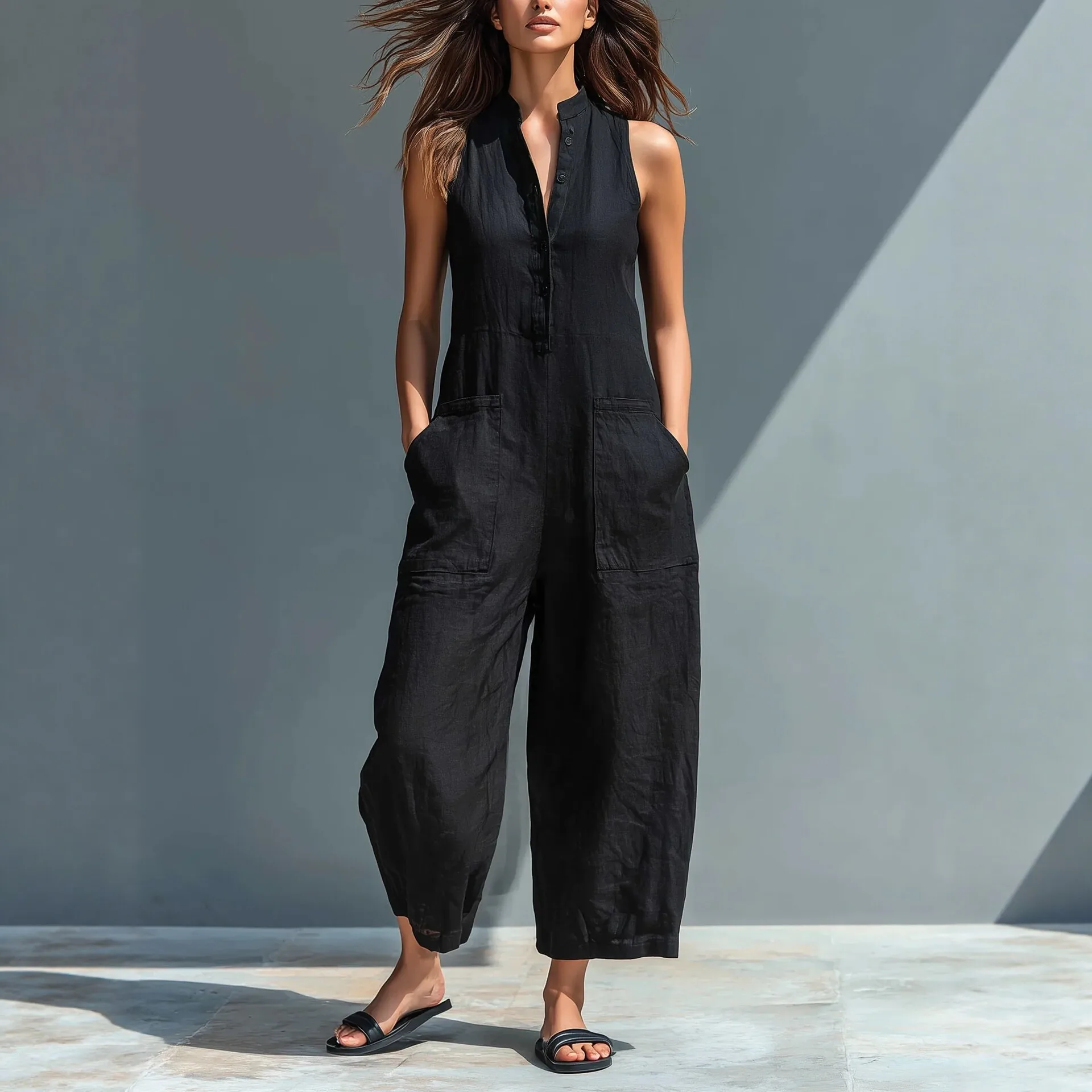 Summer Sleeveless Wide Leg Jumpsuits For Women Summer 2026 Fashion Loose One Piece Clothing Romper Casual
Summer Sleeveless Wide Leg Jumpsuits For Women Summer 2026 Fashion Loose One Piece Clothing Romper Casual