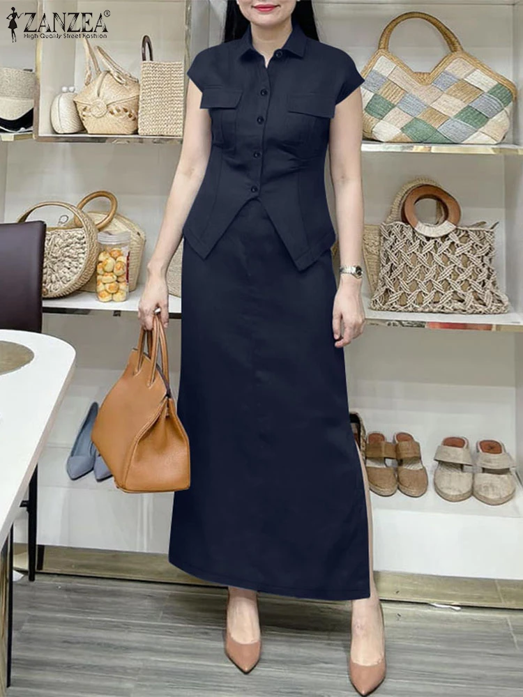 Summer Women Work Matching Sets Fashion 2pcs Outfits ZANZEA Office Lady Skirt Sets Short Sleeve Irregular Shirt Sundress Suit
Summer Women Work Matching Sets Fashion 2pcs Outfits ZANZEA Office Lady Skirt Sets Short Sleeve Irregular Shirt Sundress Suit