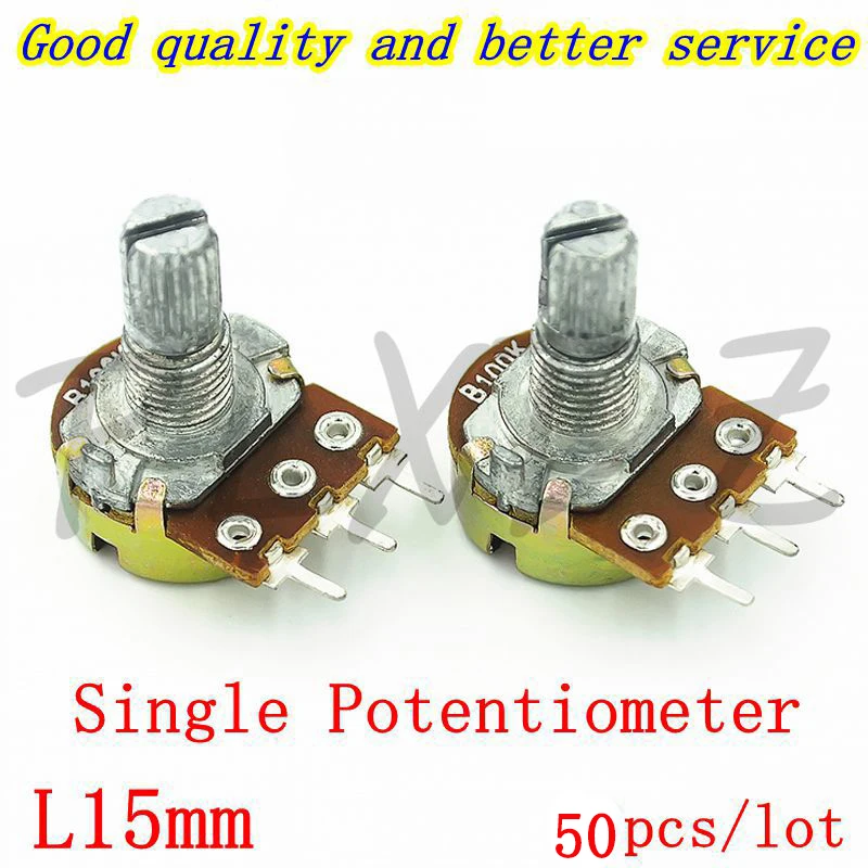 50PCS WH148 Potentiometer 3pin B 1K 2K 5K 10K 20K 50K 100K 250K 500K 1M ohm Single Potentiometer Shaft Length 15 L15mm
50PCS WH148 Potentiometer 3pin B 1K 2K 5K 10K 20K 50K 100K 250K 500K 1M ohm Single Potentiometer Shaft Length 15 L15mm