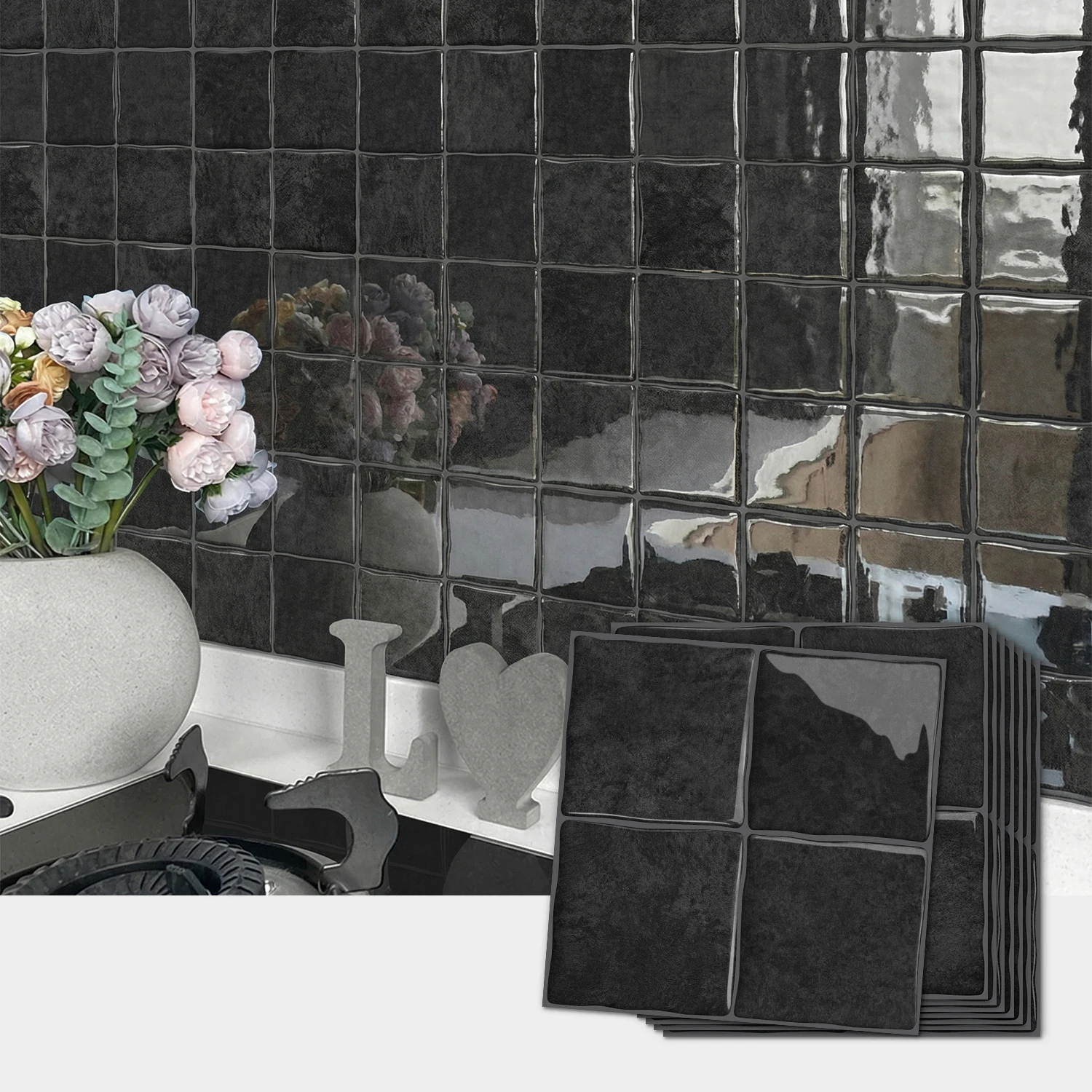 3D gel vinyl self-adhesive wall tile 6x6 inch black waterproof and heat-resistant peeling paste kitchen and bathroom decoration
3D gel vinyl self-adhesive wall tile 6x6 inch black waterproof and heat-resistant peeling paste kitchen and bathroom decoration