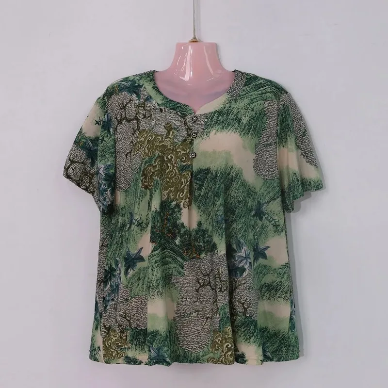 Women's Landscape Print Ice Silk Short Sleeve T-Shirt Loose Casual Plus Size Blouse for Seniors
Women's Landscape Print Ice Silk Short Sleeve T-Shirt Loose Casual Plus Size Blouse for Seniors