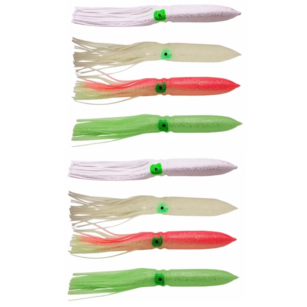 8PCS Portable Luminous Squid Lure 11.8inch Rubber Squid Bait Soft Squid Skirt Fishing Lure Bass Fishing
8PCS Portable Luminous Squid Lure 11.8inch Rubber Squid Bait Soft Squid Skirt Fishing Lure Bass Fishing