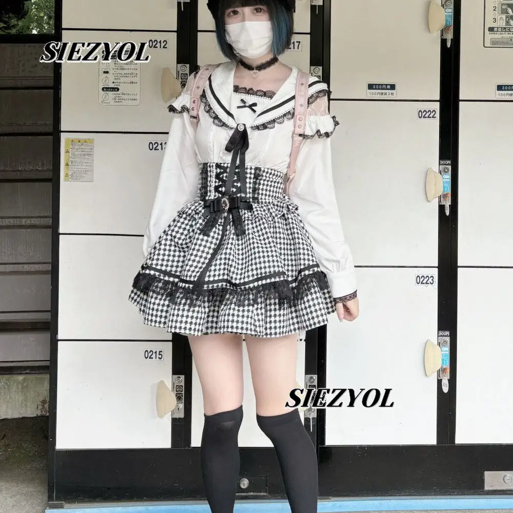 Sailor Collar Blouse Black White Long-sleeved Bow Lace Shirt Sweet Girly Set Subculture High-waisted Mini Skirt Womens Outfits
Sailor Collar Blouse Black White Long-sleeved Bow Lace Shirt Sweet Girly Set Subculture High-waisted Mini Skirt Womens Outfits