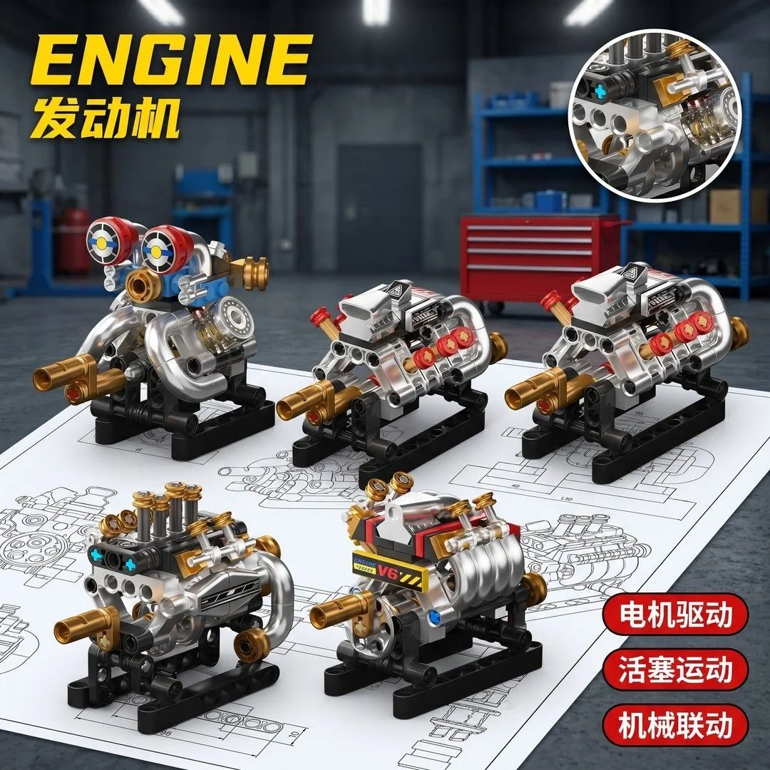 Car V8 engine MOC mini engine 8-cylinder turbocharged engine building block mechanical group linkage assembly toy Christmas gift
Car V8 engine MOC mini engine 8-cylinder turbocharged engine building block mechanical group linkage assembly toy Christmas gift